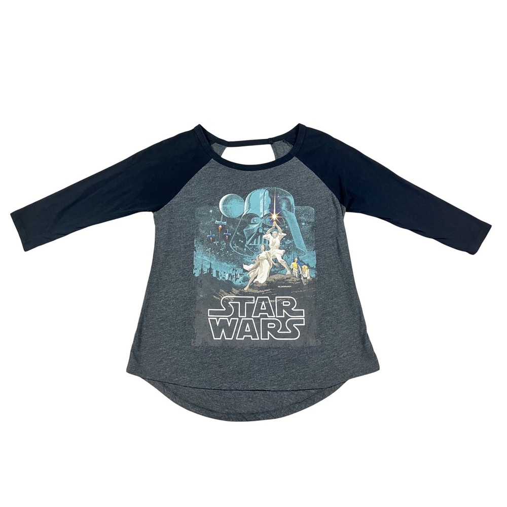 Star Wars Raglan Shirt Kids Size Small Darth Vader Obi Wan Kenobi Graphic Tee